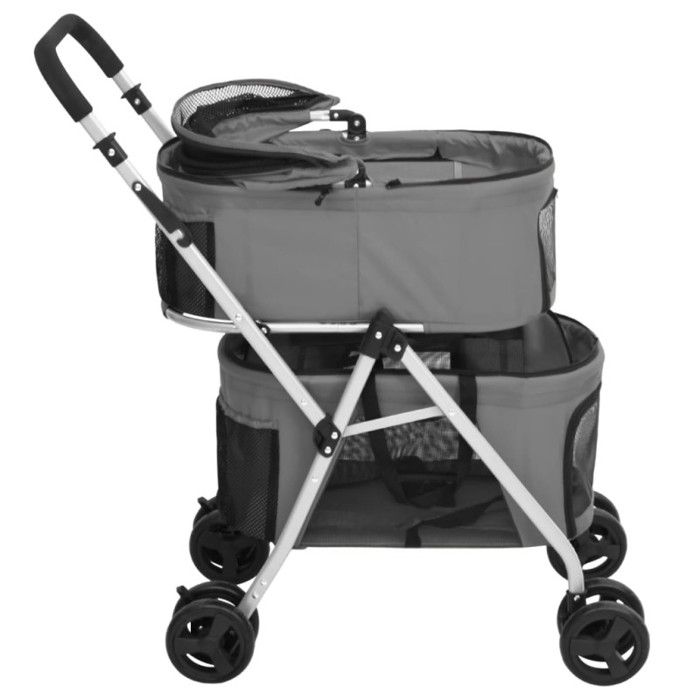 VidaXL Folding 2-Tier Dog Stroller Grey 83x48x97 Cm 172205