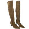 2025 autumn and winter new over-the-knee boots for women wear large tube circumference suede pointed heel high heel pleated piled boots