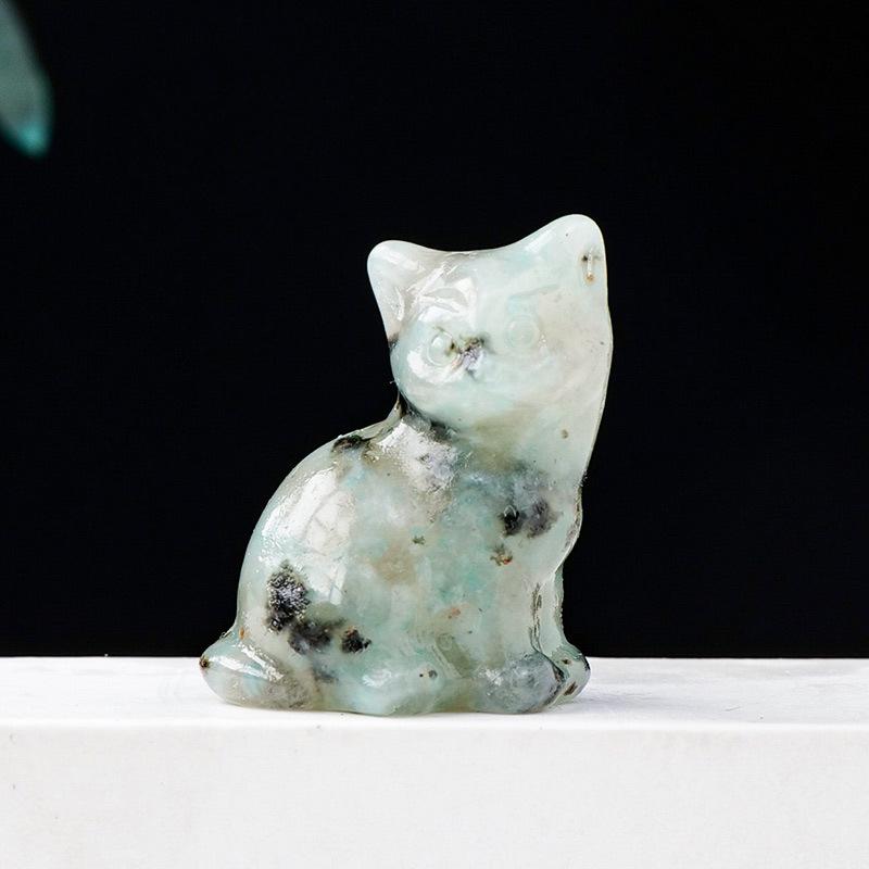 Animal Crystal Crafts Animal Natural Stone Statue Various Crystal Carvings Cat Crystal Wealth Cat