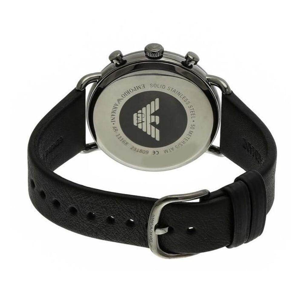 Emporio Armani Men's Chronograph Black Leather Watch, Black