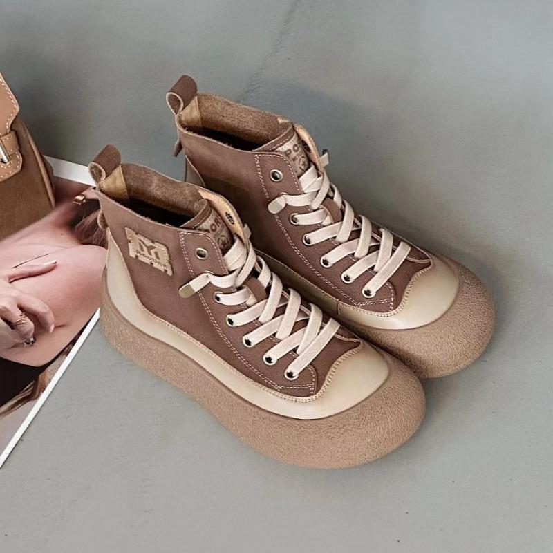 Fleece Thick-soled Retro One-foot High-top Shoes Versatile Casual Ankle Boots