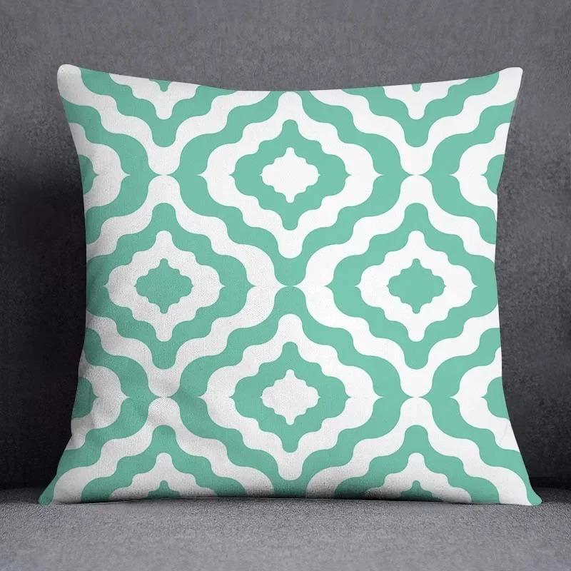 Office Living Room Home Pillowcase Geometric Dark Green Leaf Pillowcase Car Ornaments
