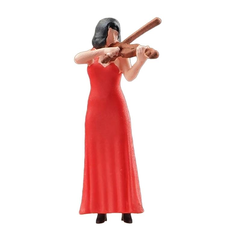 Resin Miniature Figures of Violin Players in 1/64 Scale Ideal for Long Term Decors and Artistic Projects