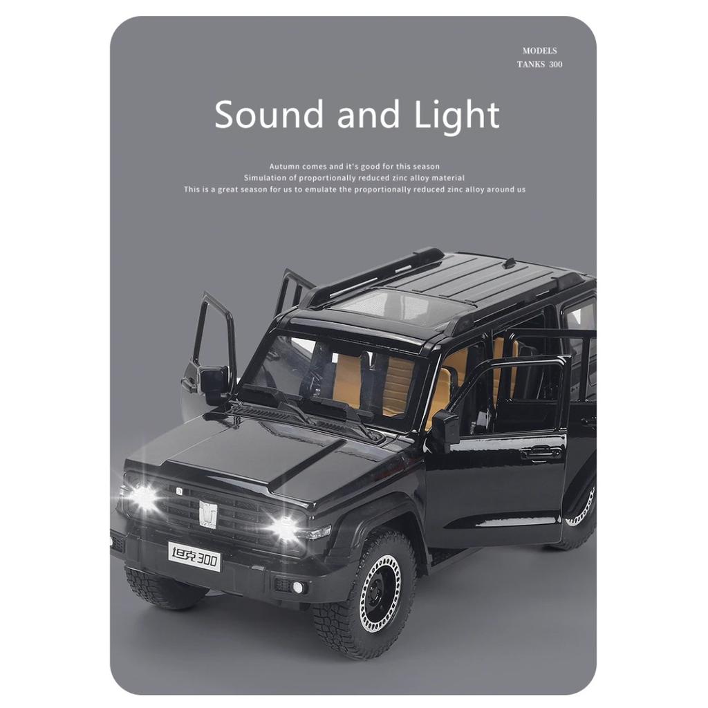 Neues 1/24 Tank 300 Legierungs-Automodell Diecasts Metallspielzeug Geländewagen Automodell Simulation Ton Licht Kindergeschenk