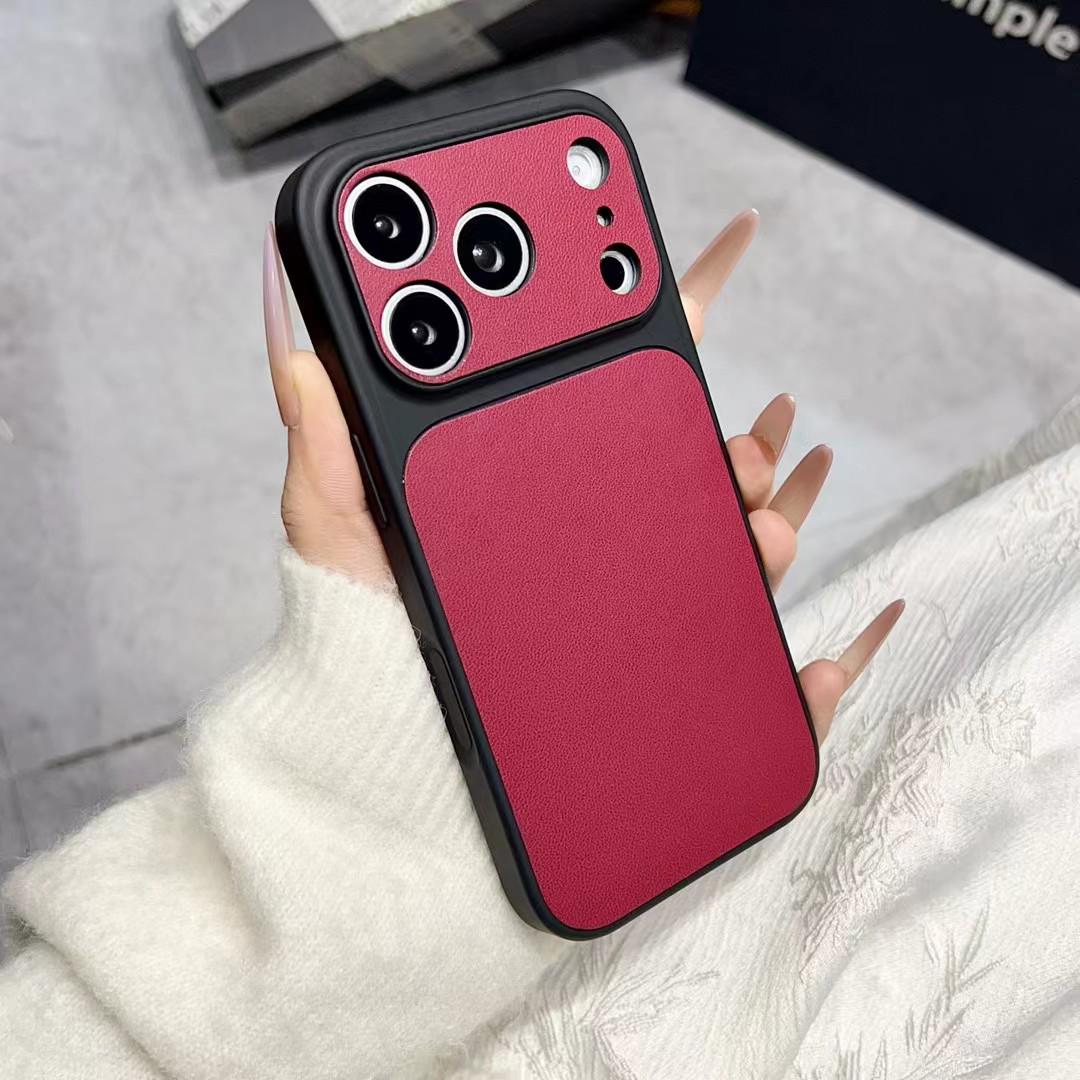 

Чехол для iPhone 17 Pro Max с текстурой деловой кожи и большим окном, совместим с Apple 16, однотонный кожаный дизайн для iPhone 11 iPhone 11 чёрный/красный