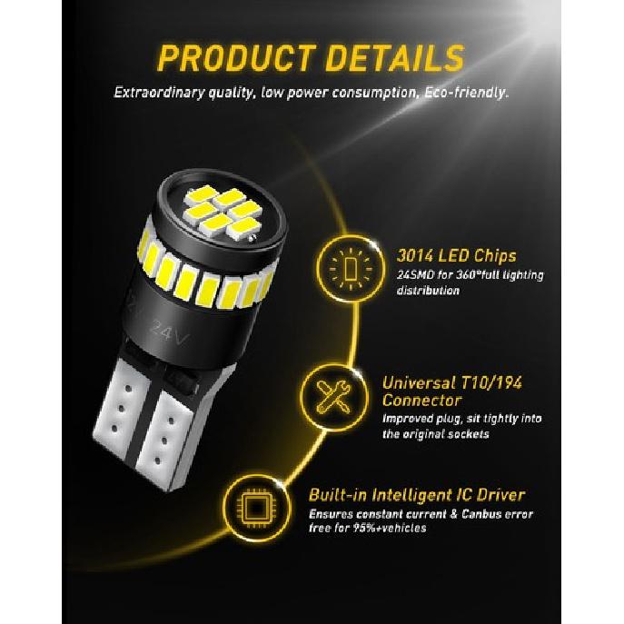 AUXITO T10/921/194 Super Bright 6000K White LED Trailer Interior Light Bulb LN