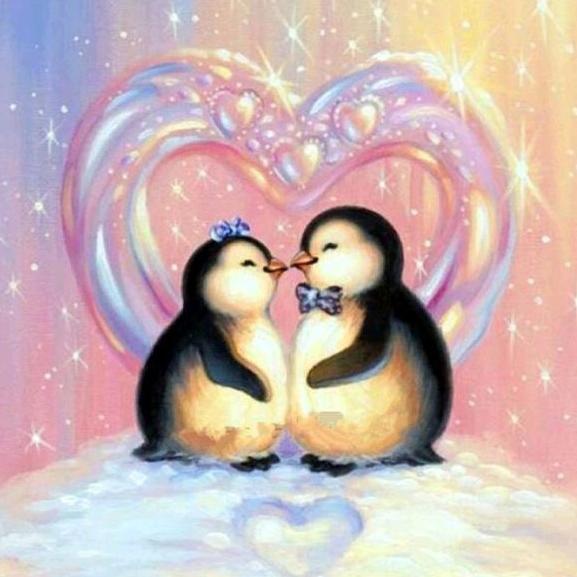 5D DIY Diamond Painting Full Square Penguin Set Cross Stitch Diamond Embroidery Cartoon Mosaic Picture of Rhinestones Decor Gift