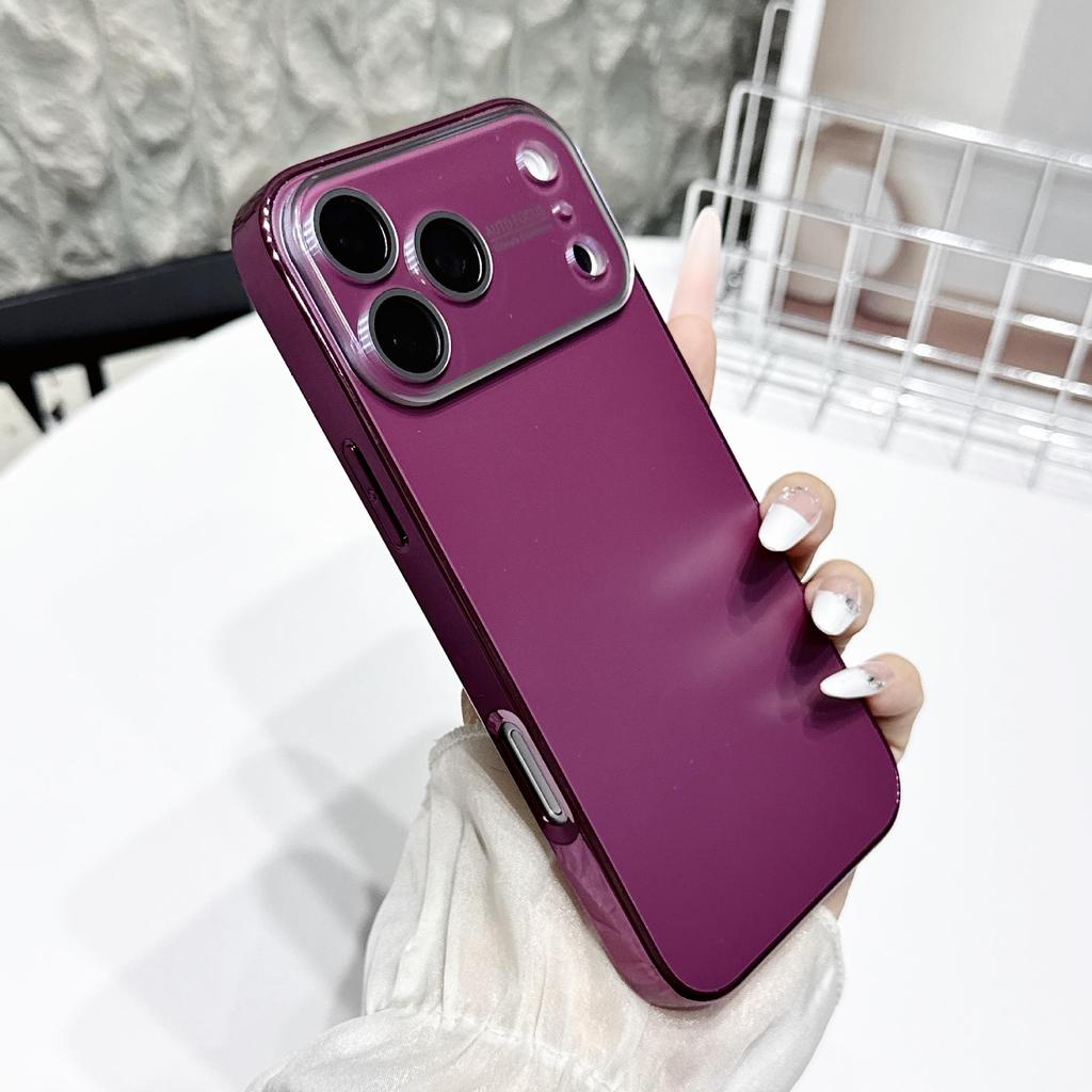 iPhone17 Pro Max Frosted Electroplated Case with Full Lens Protection