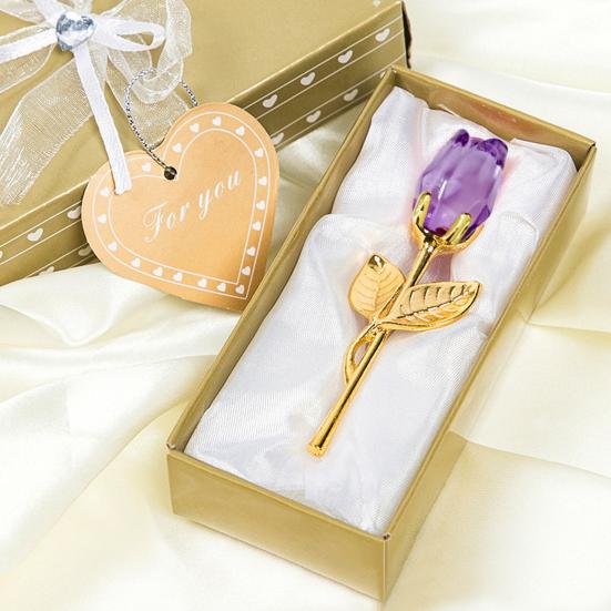 Clear Rose in Gift Box Artistic Flower Sculpture for Valentine's Day Elegant Home Office Decor And Romantic Gift