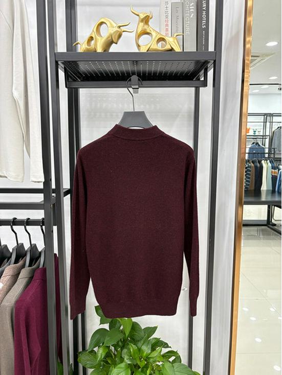 Men's 100% Wool High-Collar Knit Sweater – Thick, Warm, Solid Color, Perfect for Autumn and Winter