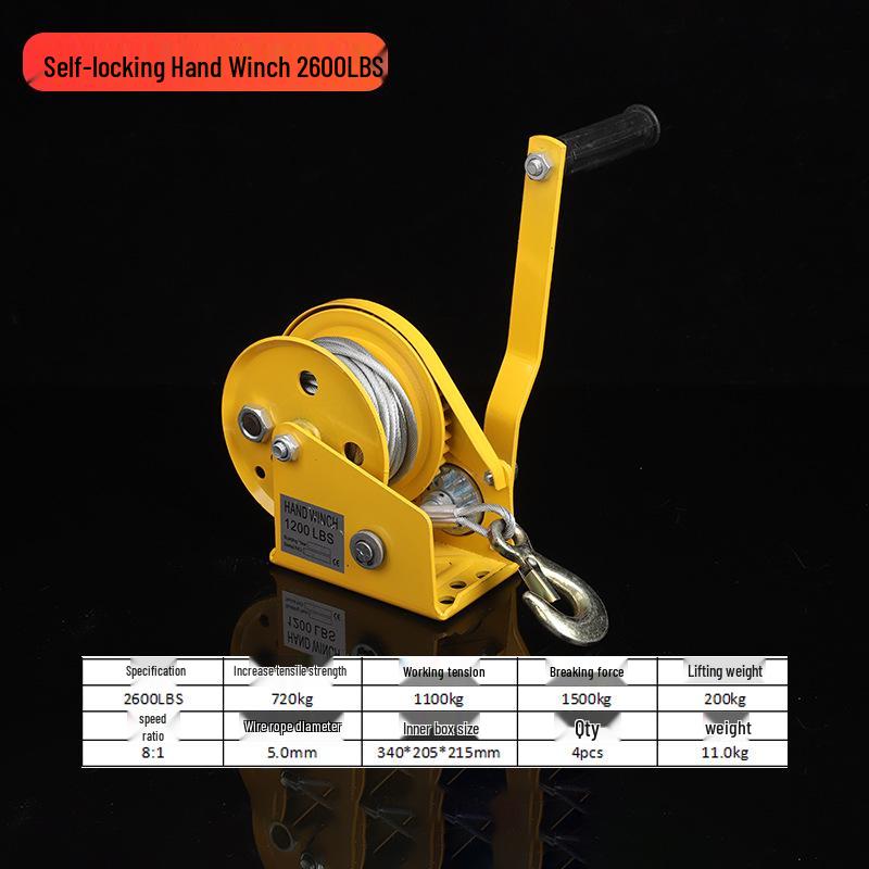 Vinciu manual bidirecțional autoblocant de 1200 lbs pentru ridicare și tracțiune casnică