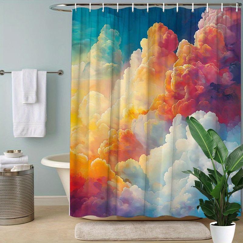 Dreamlike Pastel Sky Shower Curtain - Soft Whimsical Landscape, Polyester, Washable & Easy To Hang, Pastel Bathroom Decor