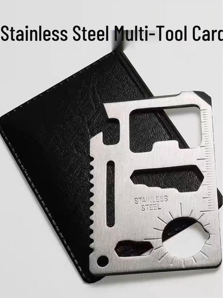 Multifunktionellt Campingverktyg i Rostfritt Stål Kort & Flasköppnare