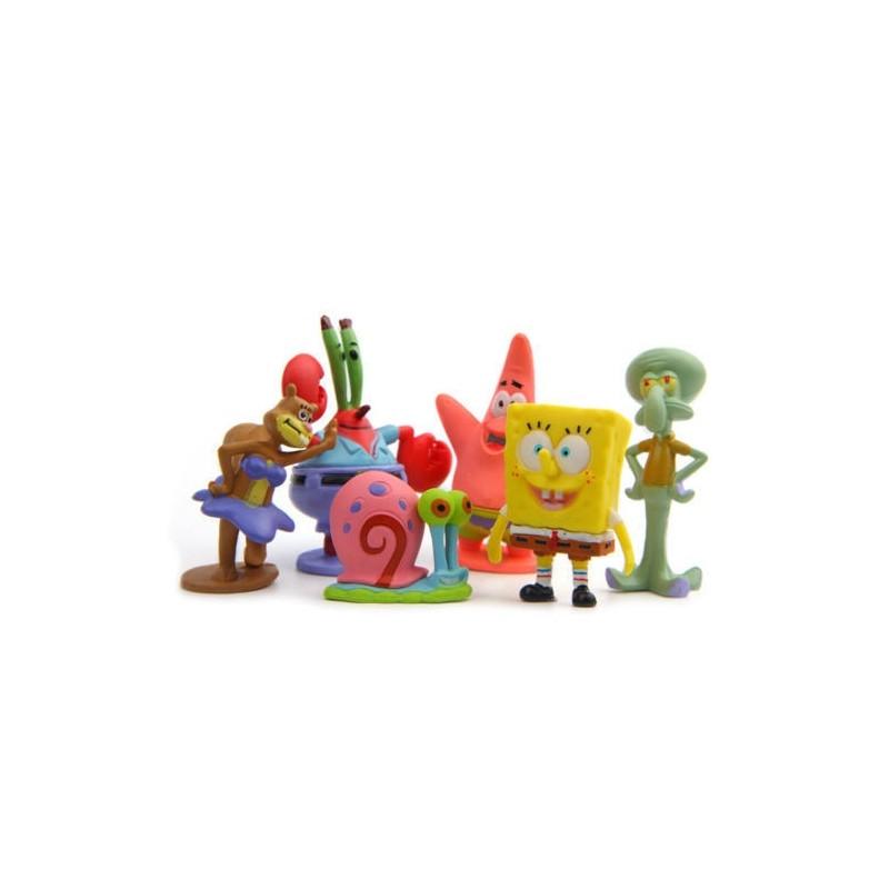 6pcs Set Spongebob Squarepants Figures Featuring Patrick Star And Squidward For Kids' Cake Toppers