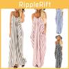 Comfortable And Oversized Women Summer Striped Long Maxi Dress For Casual Beach Days