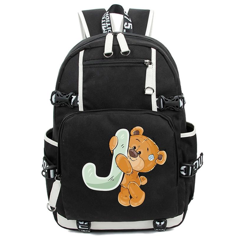 Little Bear 26 Englische Buchstaben Student Junge Mädchen Schulranzen Rucksack Kinder Teenager Cartoon Bagpack Wasserdichte Schultasche
