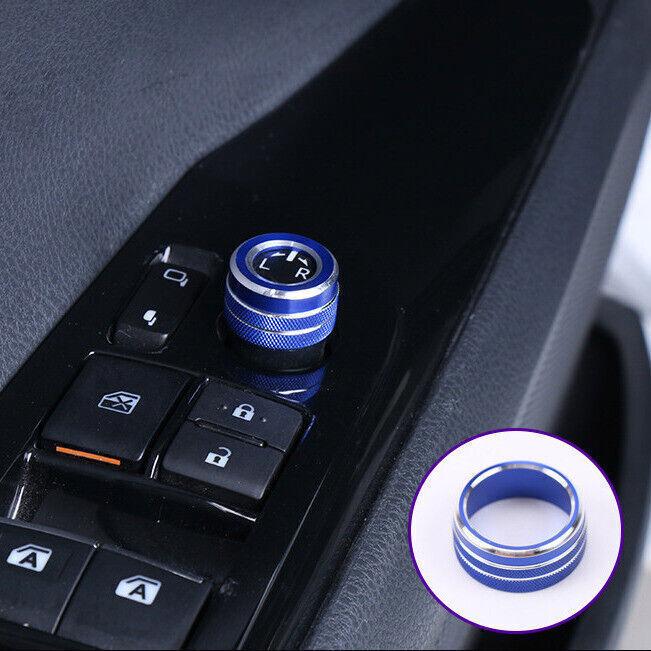 For Toyota Camry 2018- Blue Aluminum Rearview Mirror Adjust Knob Ring Cover