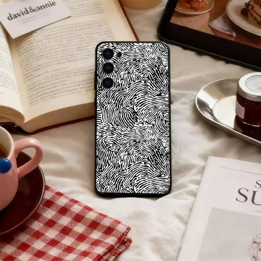 Fingerprint pattern Phone Case Soft black For Samsung S25,S24,S21,S22,S23,S30,Ultra,S20,Plus,Fe,Lite