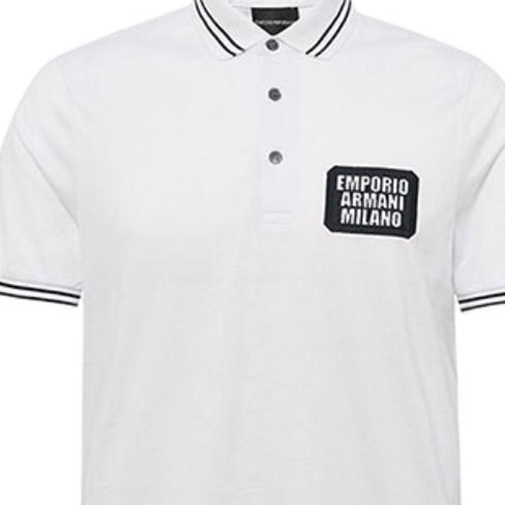 Emporio Armani Letter Logo Casual Short Sleeve Polo Shirt Men polo shirts White 3H1FN4-1JCQZ-0F130