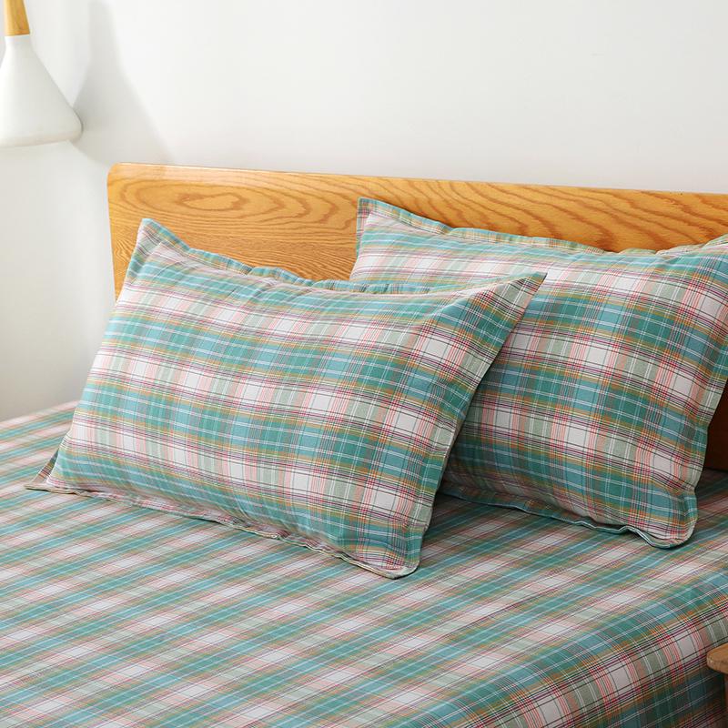 

Coarse Pure Cotton Pillowcase - Single Piece, 100% Cotton, Small Check Pattern, Cool Feel, for One Pillow. 47cm x 74cm