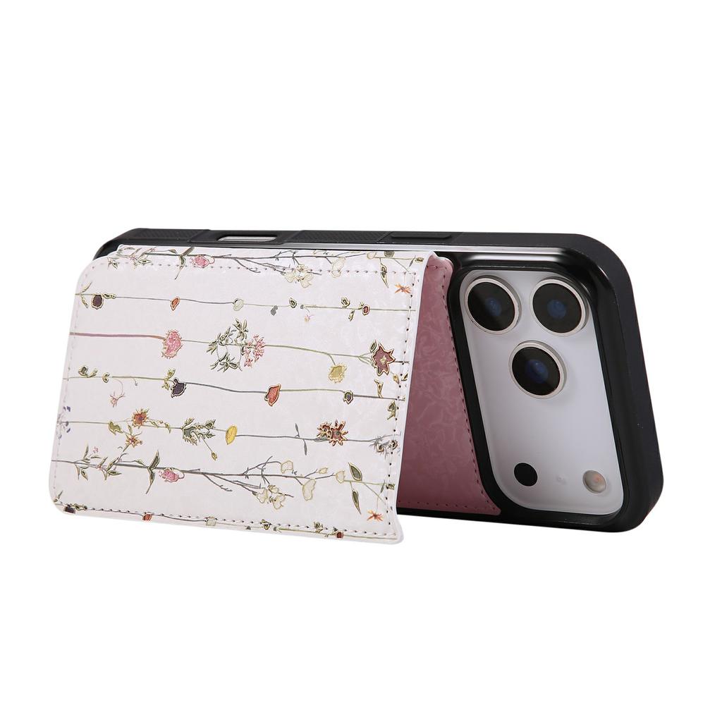 For iPhone 17 Pro Max Case Flower Leather TPU RFID Blocking Phone Cover Card Slots