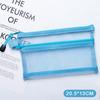 A4 A5 A6 Portable Double-Layer Mesh Zipper File Bag Transparent Student Test Paper Data Storage Bag Office Files Stationery