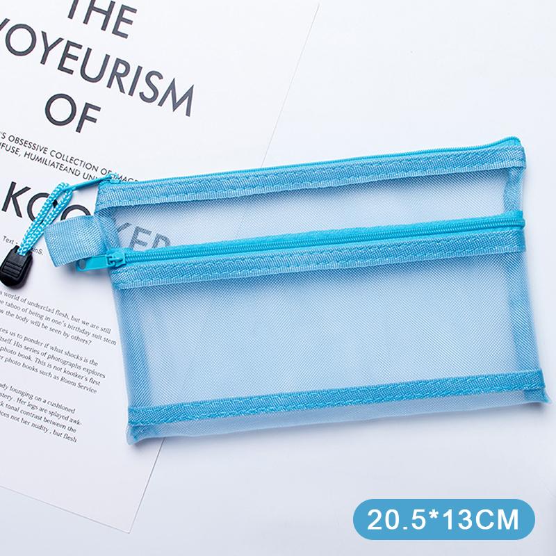 A4 A5 A6 Portable Double-Layer Mesh Zipper File Bag Transparent Student Test Paper Data Storage Bag Office Files Stationery