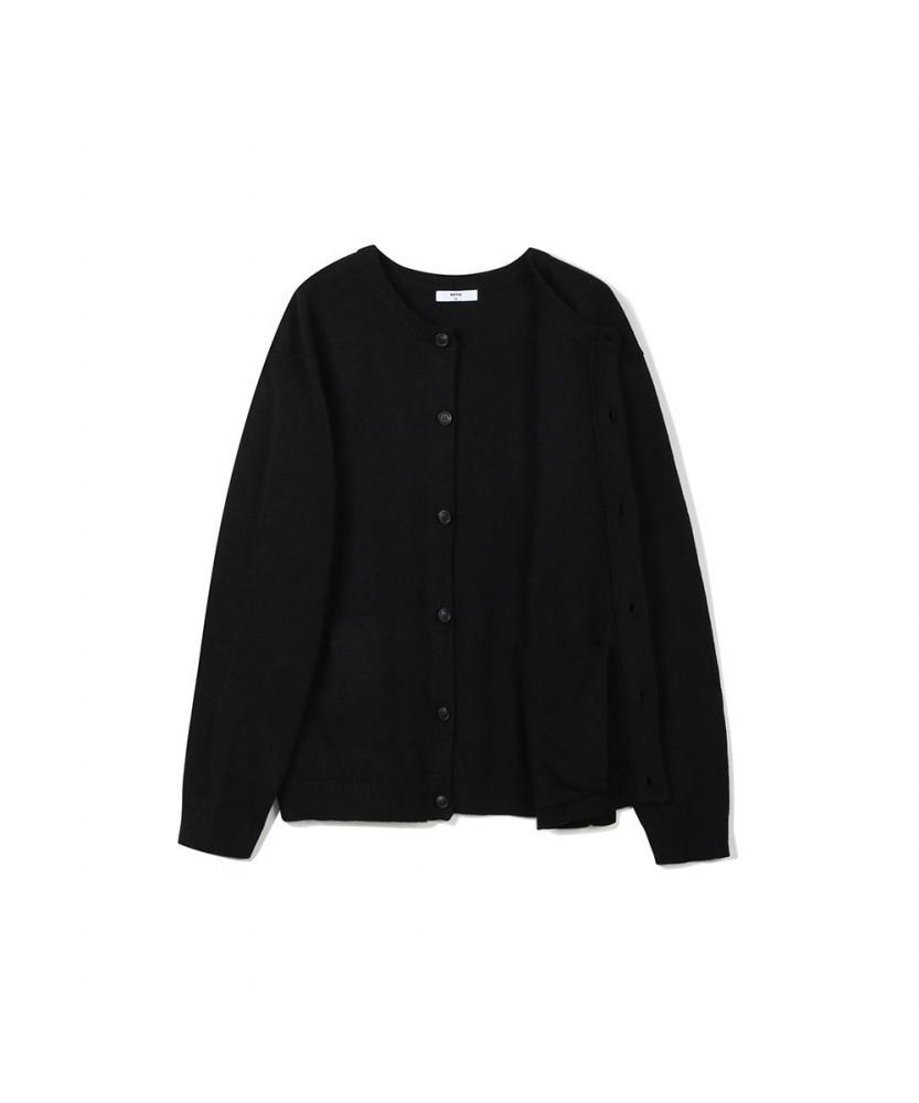 Notig Wool Blend Round Button Cardigan Black_Okw2Swcd201K1