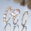 European and American style water drop diamond ring set Simple, minimalist three-piece ring set with diamond accents