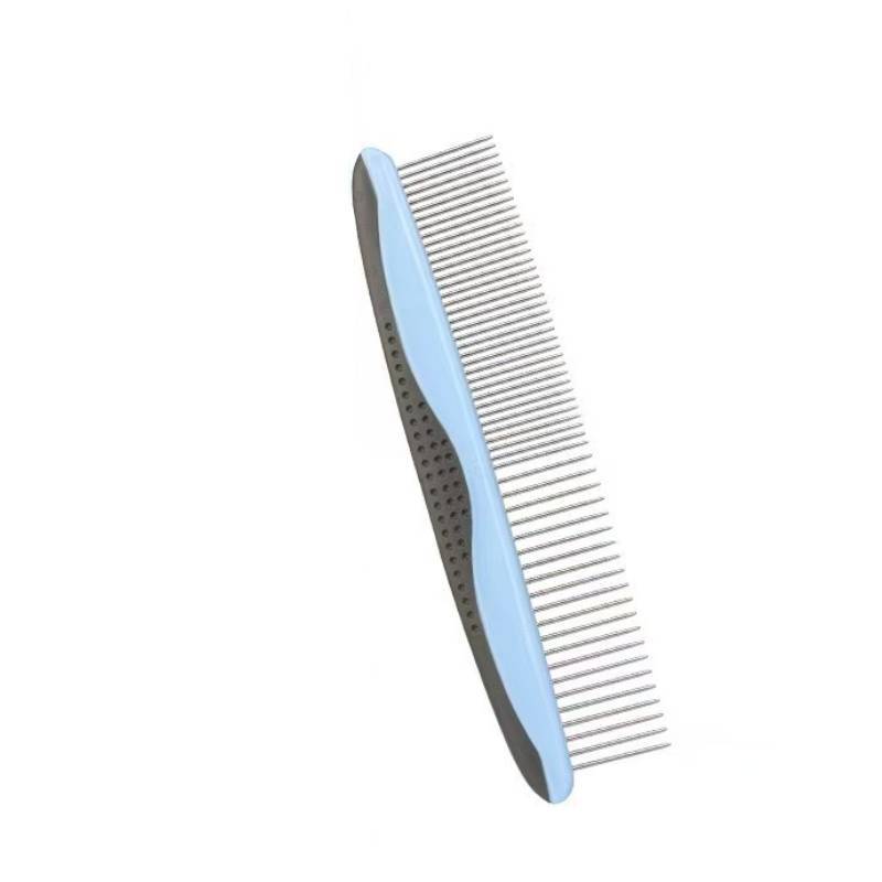 Stainless Steel Dog Grooming Comb With Wide And Fine Tooth For Pet Hair Detangling And Grooming