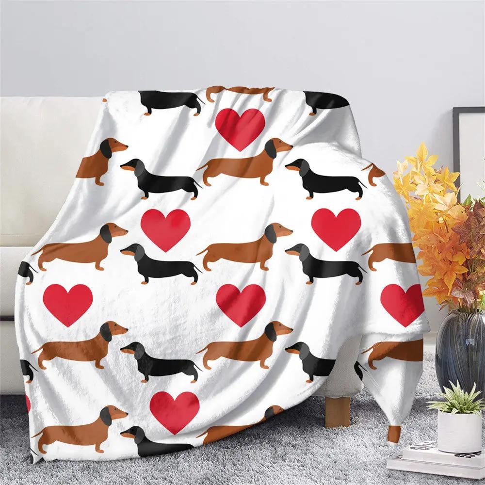 Dachshund Blanket Fluffy Soft Warm Sausage Dog Throw Blankets for Bed Sofa Lightweight Plush Sheet Bedspread Flannel Cozy Cover