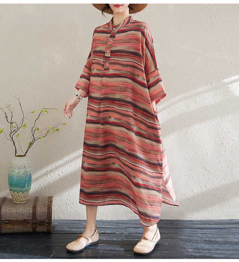 Spring Stand-up Collar Plus-size Vacation Dress