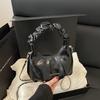 2025 New Fashion Temperament Single Shoulder Bow Messenger Bag Simple Trend Chain Pleated Bag Women's High Sense