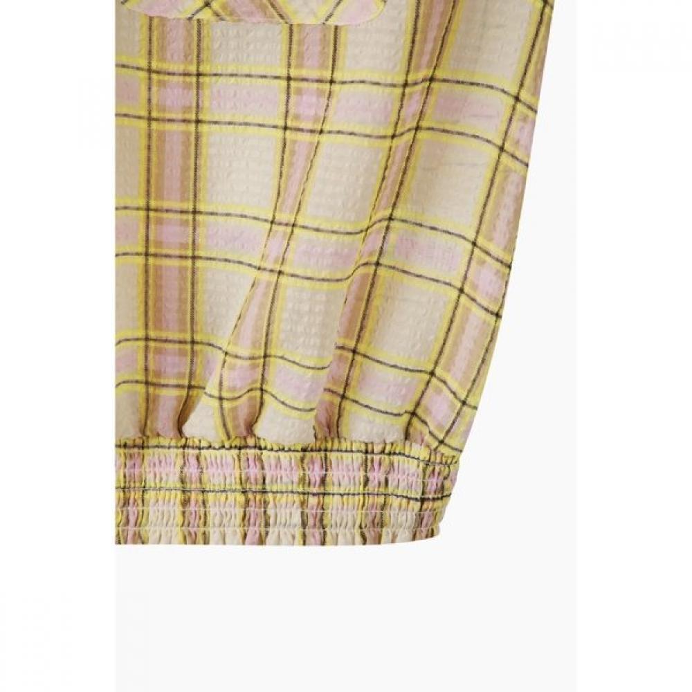 Benetton Smoking Hem Check Sheer Blouse Babl96631