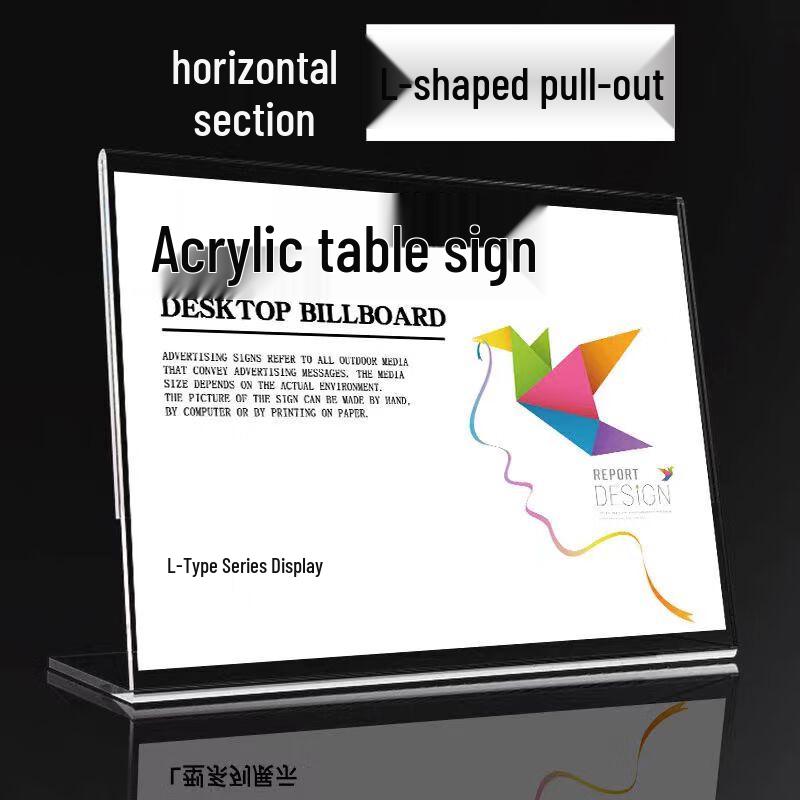 Transparent Acrylic L-Shape Slanted Desk Display Stand