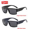 Polarized 2pcs Sets Fashion Square Brand Sunglasses Men Women Classical Black Driving Fishing Sun Glasses UV400 Eyewear