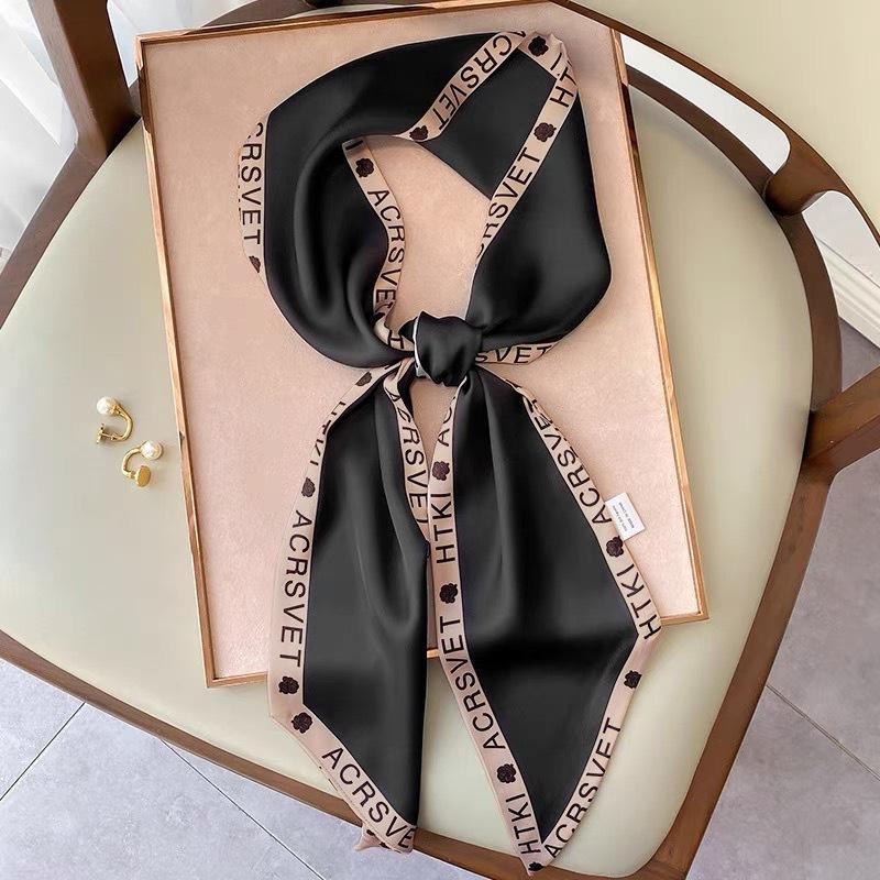 Bufanda Retro Delgada y Estrecha de Seda Simulada Bufanda de Punta Decorativa para Mujer Atar Bolso Cinturón para el Cabello Cinta Bufanda