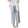 Grandma Pants Women's Summer New High-waisted Thin Straight Casual Small Nine-point Harlan Plaid Pants