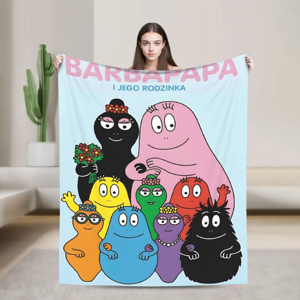 Kawaii Barbapapa Cartoon Throw Blanket for Couch Fuzzy Soft Plush Blanket 50x60 Inches Multiple Sizes Bedspreads for All Seasons