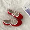 Versatile retro red Mary Jane shoes women's new flat-bottomed ballet sports and leisure shallow mouth single shoes