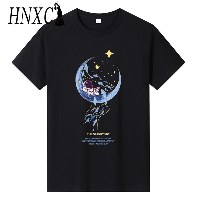 HNXC Bavlněné tričko s krátkým rukávem Pánská móda Košile s volným polovičním rukávem Košile s potiskem