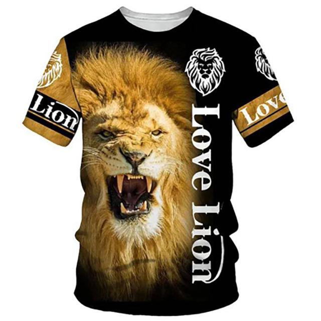 Summer Fierce Lion Graphic trička pro muže Zvířecí potisk Denní výstřih Volný Trička s krátkým rukávem Streetwear Oversized trička