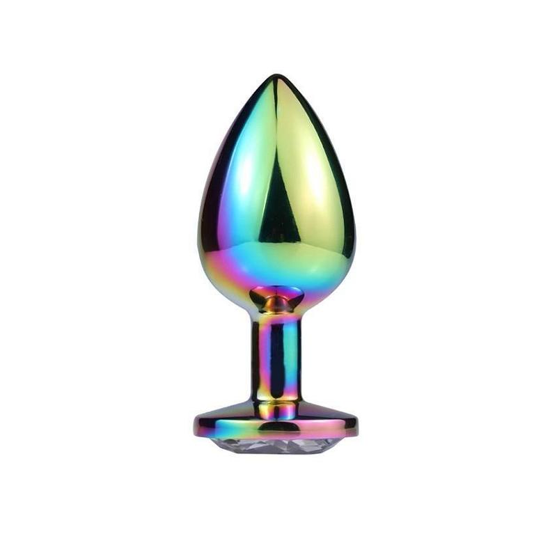 3 Sizes Stainless Steel Rainbow Anal Sex Toys Jewel Metal Butt Plug Non Vibrating Butt Plugs
