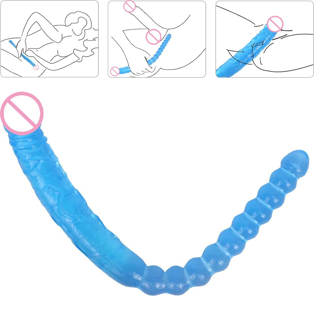 Potreby pre dospelých Sexuálna hračka Obojstranná realistická dildo Flexibilné gélové dildá Penis zadok Análny zadok Zástrčka Masážny prístroj Stimulácia G-bodu