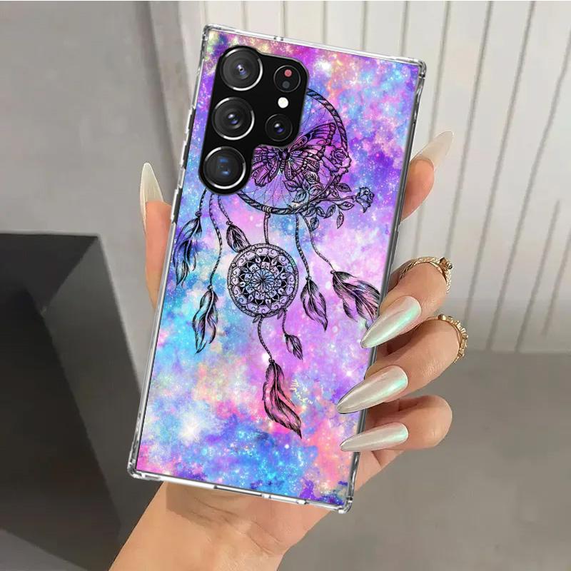 Retro Feather Dreamcatcher Phone Case for Samsung Galaxy S26 S24 S23 Ultra S25 Edge S22 S21 Plus S20 FE + Soft Print Shell Funda