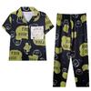 Premium Pajamas Women's Summer Imitation Cotton Short-sleeved Trousers Cartoon Cardigan Loungewear Suit Can Be Worn Outside