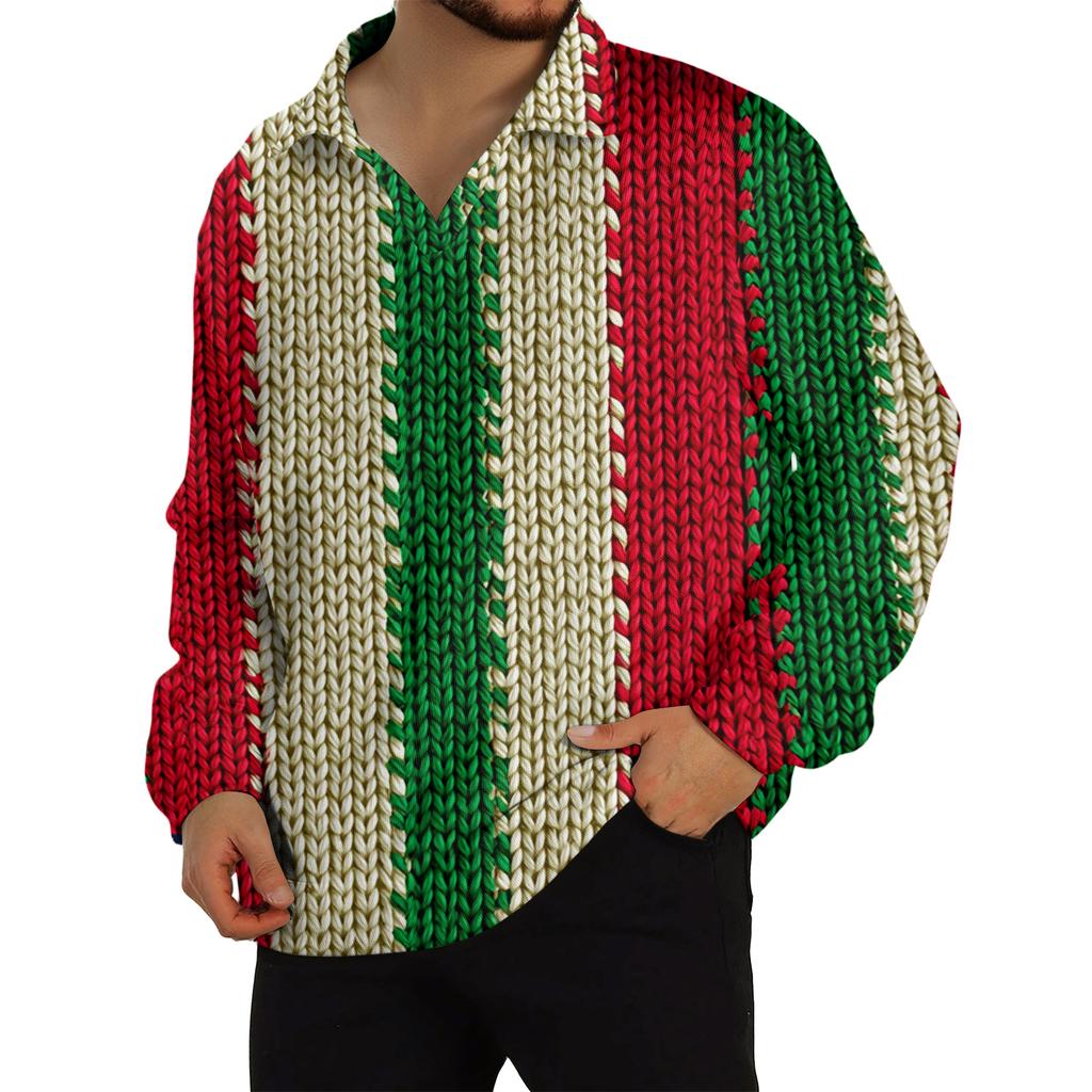 Men's Casual Collared Long-Sleeve Knit Base Layer Top