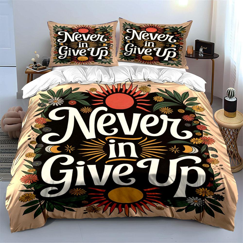 Sun, flowers, leaves, text. Bedding sets Duvet cover sets Duvet covers Pillowcases(1 * Duvet Cover 2 * Pillowcases without duvet insert)