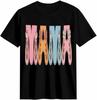 Women's T Shirt Flowers Graphic Tees Letter Mama Short Sleeve Tops Black Women's Crew Neck Ribbed Fitted Shirt