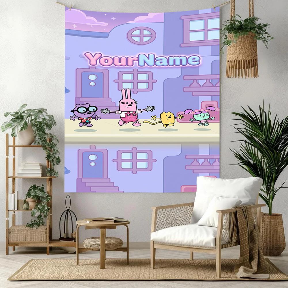 Wow Wow Wubbzy Individuell mit Ihrem Namen Wanddekoration Wandteppich Kunst Für Haustier-Gedenken Geburtstag Hochzeitsfeier Kulisse Familiengeschenk